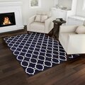 Puesta En Escena 5 x 7 ft. Bedford Home Lattice Area Rug Plush Throw, Navy & White 2008694